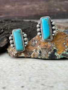 Handmade Blue Turquoise Adjustable <b>Ring</b> Sterling <b>Silver</b> Southwestern Boho <b>Statement</b> Jewelry Artisan Gemstone Gift for Her - Product Image 1