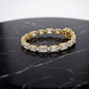 Bracelet à maillons en diamant de laboratoire taille émeraude or rose, argent sterling, classique, élégant, intemporel, luxe, cadeau pour femme, mariage, fête - Product Image 5