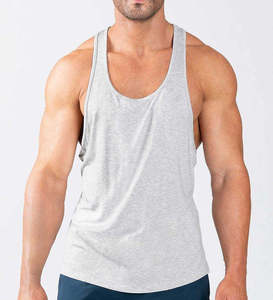 Wholesale High Quality Gym Muscle Custom Logo Men's Fitness Workout Loose Fit Bodybuilding <b>Vest</b> Gym <b>Stringer</b> Cotton Tank Top - Product Image 3