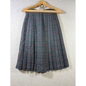 Jupe plissée vintage 100% pure laine pour femme, gris et rouge, style tartan classique, fermeture éclair latérale, kilt, vente en gros sur mesure - Product Image 4