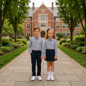 Ensemble d'uniformes scolaires en polycoton pour l'école primaire, logo personnalisé tissé, fournisseur d'uniformes pour étudiants - Product Image 3