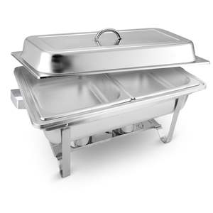 Plat de service isotherme en acier inoxydable 4,5 L à double plateau, chauffe-plats durable en métal pour buffets, idéal pour les réceptions et la maintien au chaud des aliments, équipement de traiteur - Product Image 6