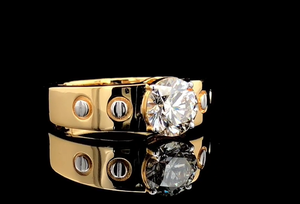 Anillo de Diamante Cultivado en Laboratorio de 2.00 CT para Hombre, Corte Redondo, Certificado IGI, Opciones de Oro Sólido de 14K, 18K y 10K - Product Image 3