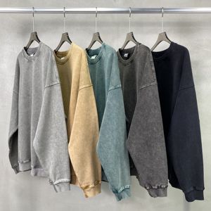 เสื้อสเวตเชิ้ตผู้ชายสไตล์สตรีทแวร์ ย้อมสีแบบแอซิดวอช ทรงโอเวอร์ไซส์ ผ้าฝ้าย คอวี  รับผลิตตามแบบ - Product Image 1