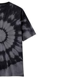 Camiseta personalizada con efecto tie-dye en espiral, color negro y gris, para hombre, de algodón, estilo casual, streetwear, cuello redondo, manga corta, a la moda. - Product Image 4