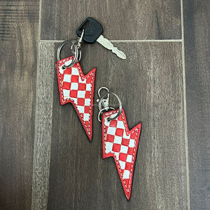 พวงกุญแจหนังลายตารางหมากรุกตามสั่งพวงกุญแจส่วนตัวสำหรับเป็นของขวัญพวงกุญแจรถดีไซน์หรูหรา - Product Image 4