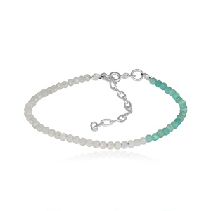 Natural Rainbow Moonstone & Amazonite Faceted <b>Beaded</b> <b>Bracelet</b> Adjustable 925 Sterling Silver Chain Gemstone <b>Bracelet</b> for Women - Product Image 1