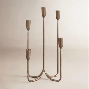 En gros, Candelabre sculptural multi-bras en métal bronze rustique à 5 tubes, Porte-bougie, Centre de table, Décoration intérieure - Product Image 3