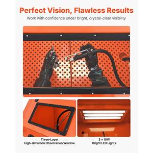 Heavy Duty Steel Sandblasting <b>Cabinet</b> 245 Gallon Pressurized Tank 32 Gallon Media Hopper 1.6HP Dust <b>Collector</b> Oversized Parts - Product Image 5