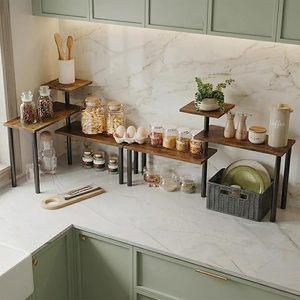 Wall Mounted Corner <b>Storage</b> <b>Rack</b> Wooden Grain 3 Tier Organizer Retro Multifunction for Home <b>Kitchen</b> Dining Decorate - Product Image 5