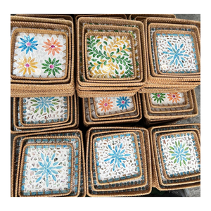 Floral Pattern Brushed Finish Serving <b>Tray</b> with Handle Dishwasher Safe for Residential & Restaurant Use - Product Image 4