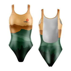 ชุดว่ายน้ำวันพีซสำหรับผู้หญิง LUUK INTERNATIONAL คอกลม พิมพ์ลายแบบ Sublimation ผ้ายืดสแปนเด็กซ์โพลีเอสเตอร์ ชุดบอดี้สูท - Product Image 4