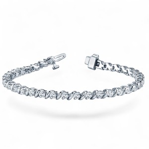 Pulsera de tenis S-Link de oro de 18 quilates premium con diamantes de talla redonda - Product Image 1