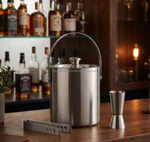 High End Luxury 1.5L Stainless Steel Ice <b>Bucket</b> Double Walled with V Tong Elegant Barware for USA Party Use Export - Product Image 3