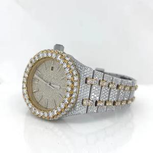 Montre de luxe pour homme en quartz sertie de diamants, boîtier carré en alliage 40 mm, affichage analogique, cadran à aiguilles, fermoir à boucle, verre cristal - Product Image 2