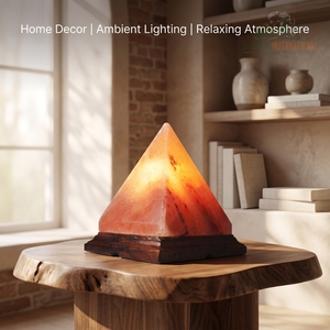 Lámpara de Mesa Piramidal Personalizada de Sal del Himalaya, Luz Ambiental de Sal Rosa Natural Purificadora de Aire para Decoración de Sala de Estar y Mesita de Noche - Product Image 3