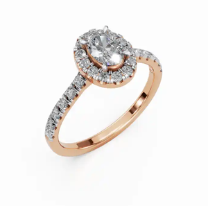 <b>Circle</b> Of Dreams Oval Halo Lab Grown Diamond <b>Ring</b> 0872 Carat Total Weight With 26 Brilliant Stones In Fine Gold Setting - Product Image 5