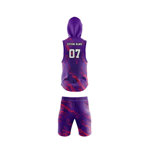 Tenues de football 7v7 OEM haut de gamme pour équipes, respirantes, imprimées par sublimation, maillot sans manches à capuche et short, uniformes personnalisés pour jeunes 7v7 - Product Image 4