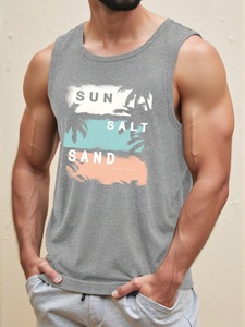 เสื้อกล้ามออกกำลังกายฤดูร้อนสำหรับผู้ชายไซส์ใหญ่ ผ้าฝ้าย 100% ระบายอากาศได้ดี ถักทออย่างดี สีและโลโก้ปรับแต่งได้  สินค้าขายดีมาใหม่ - Product Image 2