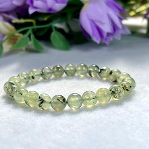 Pulsera de Cuarzo Verde Natural con Cuentas Redondas Pulimentadas, Joyería de Piedras Semipreciosas - Product Image 1