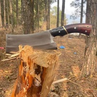 Couteau à découper artisanal en acier inoxydable, couteau de boucher et de chef avec manche en bois d'olivier, couteau à découper pour la viande