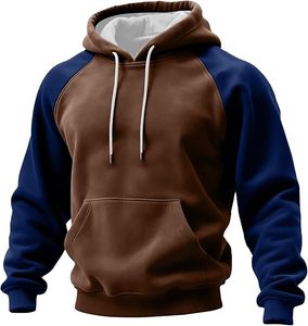 Sweat-shirt à capuche pour homme, manches raglan, tissu FRENCH TERRY, couleur unie, poche, style décontracté, tricoté, coupe classique, style automne - Product Image 1