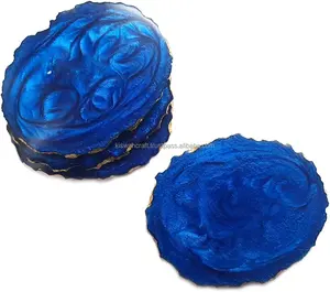 Posavasos de resina personalizado de la mejor calidad Estilo clásico Último diseño para tazas de té de bebida de color azul Esteras y almohadillas - Product Image 1
