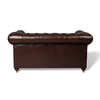 Canapé Chesterfield en cuir véritable deux places rectangulaire marron moderne fait main de luxe écologique design diamant pour extérieur