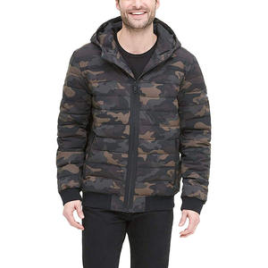 Men's Hooded Insulated Puffer <b>Jacket</b> Canvas Windproof Nylon Shell Breathable Lining Pattern Stand Collar Winter Use - Product Image 1