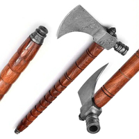 Burraq Hache à fendre Tomahawk personnalisée en acier Damas de 19 pouces, manche en bois de rose fumé, lame de coupe industrielle de 4 1/2 pouces, pour le bricolage et le camping