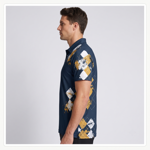 Polo de golf personnalisé sublimé en poly-spandex, imprimé sur toute la surface, manches courtes, vêtements de sport pour hommes, étiquette personnalisée OEM - Product Image 3