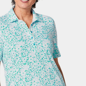 Chemises polo pour femmes en coton 100% imprimé, tissu doux, durable et respirant, coupe confortable, parfaites pour les activités de plein air - Product Image 6