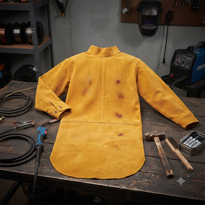 Combinaison de travail en cuir de vachette pleine fleur de qualité supérieure, résistante, pour la soudure, veste de sécurité industrielle, ignifuge, imperméable, en polyester de qualité supérieure - Product Image 5
