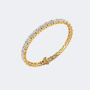 Pulsera de tenis de oro de 18K con diamantes ovalados engastados en punta, 9.30 CTW, estilo vintage, certificada, unisex - Product Image 4