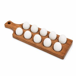 Acacia <b>Wood</b> <b>Egg</b> Platter with Handle 12 Hole <b>Egg</b> Serving Tray Reversible Charcuterie Board Serving Platter Brown - Product Image 1