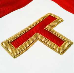 Worshipful Master <b>Apron</b> AASR Hand Embroidered Faux Leather Sew-On Custom 3D Eco-Friendly Triangle Pin Badge Simple Fabric - Product Image 2