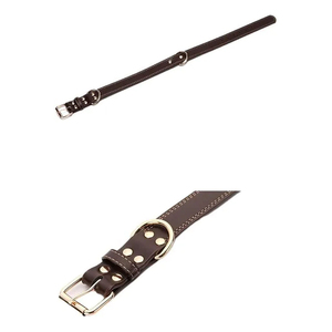 Collier pour chien en cuir véritable, robuste, réglable, avec boucle classique, anneau en D métallique, coutures renforcées, pour petits et moyens chiens - Product Image 4