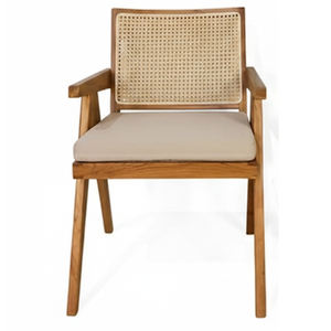 Silla de Comedor de Madera de Teca Sólida de Primera Calidad, Estilo Escandinavo, Ecológica, Duradera, Moderna, para Hotel, Hogar, Bar, Tipo Sillón con Respaldo de Ratán - Product Image 1