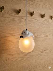Modern Cartoon Bear LED Touch Control <b>White</b> Iron Pendant Light & <b>Hanging</b> Bedside Lamp for Children's Bedroom Indoor Decor - Product Image 2