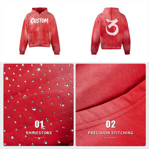 Sudaderas con Capucha para Hombre de 420 g/m², Sudadera Personalizada con Capucha, 100% Algodón, Gruesa, Talla Grande, Lavado Ácido, con Pedrería, Sudaderas de Diseñador - Product Image 5