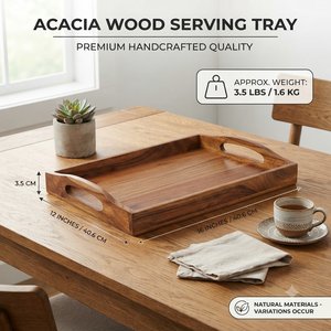 Plateau de service en bois artisanal, plateau de service de luxe pour le café, le thé, le petit-déjeuner, les aliments, plateau décoratif pour la table, utilisation à domicile ou au restaurant - Product Image 6