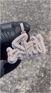 Nouveau design tendance, bijoux hip-hop en argent et or, micro-pavé de pierres en moissanite, pendentif alphabet arabe pour hommes - Product Image 2