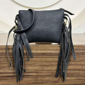 Mini bolso cruzado con cremallera y diseño de cocodrilo de cuero de vaca genuino de un solo hombro a la moda, bolsos con flecos para mujer de alta calidad - Product Image 6