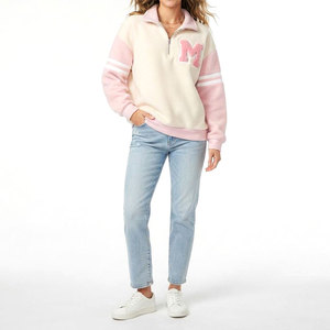 <b>Women</b> <b>Green</b> Quarter Zip <b>Fleece</b> Sweatshirt Turn Down Collar Regular Sleeve Preppy Style Front Logo Autumn Wear Warm Casual - Product Image 6