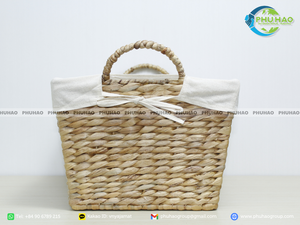 Handcrafted WATER HYACINTH STORAGE <b>BASKET</b> Laundry <b>Basket</b> <b>Large</b> Capacity Organizer Vietnam Home Decor - Product Image 6