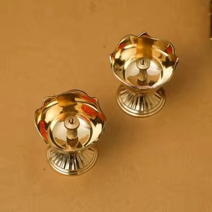 Premium Brass Diya Traditional Design Elegant Style Diwali Pooja <b>Mandir</b> Home Spiritual Decor - Product Image 4