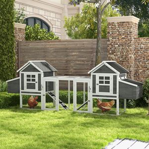 Grande pollaio Dual House conigliera 124 \ "pollaio in legno con rampe e cassette nidificanti grigio gabbia per animali - Product Image 2