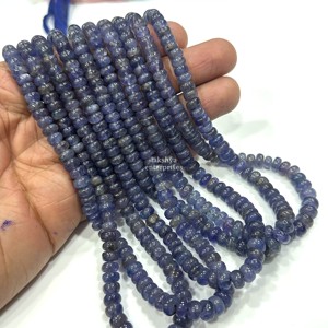 Perles rondes lisses en tanzanite naturelle, brin de 16 pouces, 5-6 mm, perles de pierres précieuses en tanzanite naturelle en vrac pour la fabrication de bijoux, vente en gros - Product Image 2