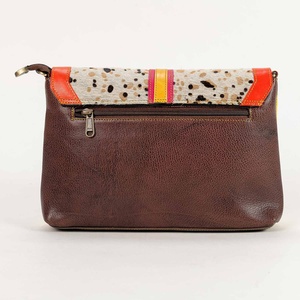 Sac de messager patchwork à imprimé animal en cuir de vachette véritable de grande capacité, nouveau motif spécial de couleur maltée en cuir véritable - Product Image 3