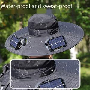 Sombrero Solar para Exteriores con Ventilador, Impermeable, Transpirable, de Poliéster, para Pesca, Camping, Senderismo y Navegación - Product Image 1